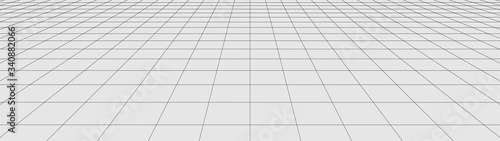 Vector perspective grid. Detailed lines forming an abstract background. Ultra wide illustration.