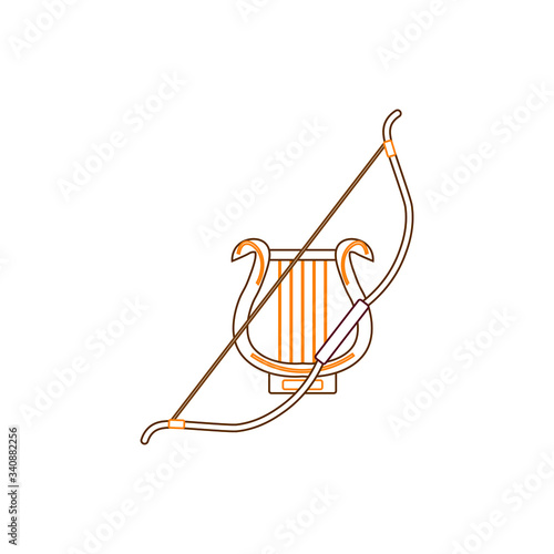 bow and lyre mythology apollo god of Olympus, illustration for web and mobile design.