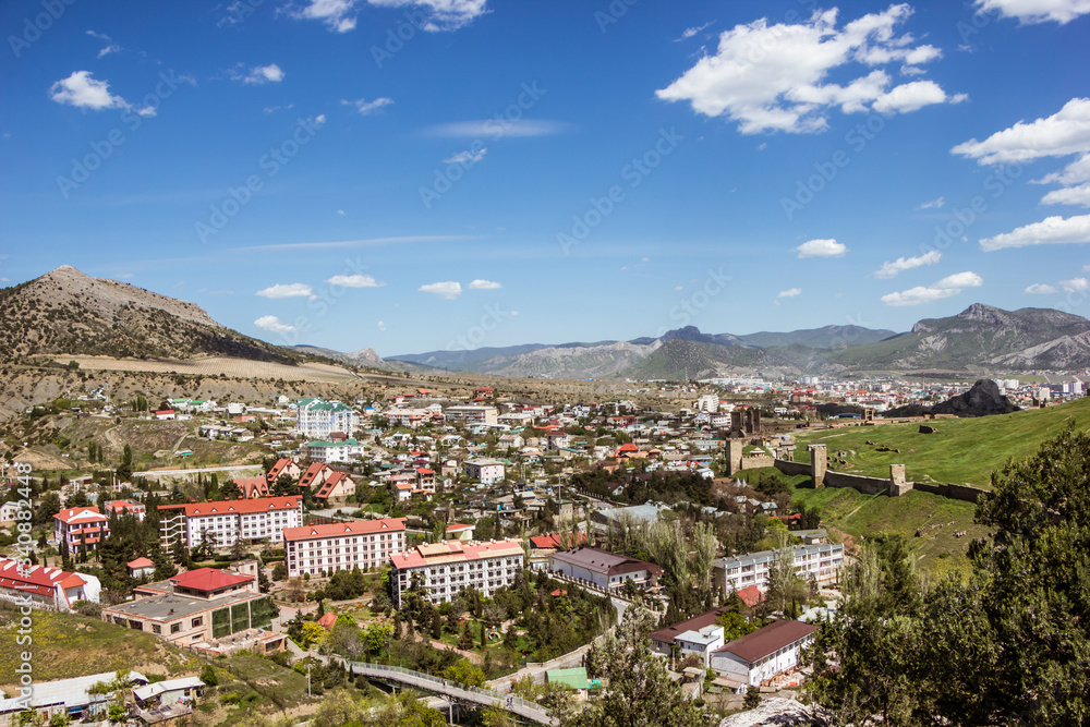 Naklejka premium view of the city of Sudak from the top of Sokol 23/04/18
