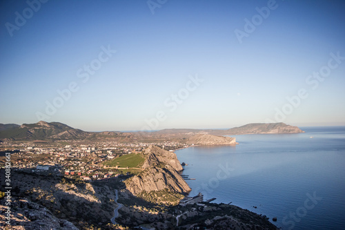 view of the Black Sea coast, Crimea, Sudak 01.05.18