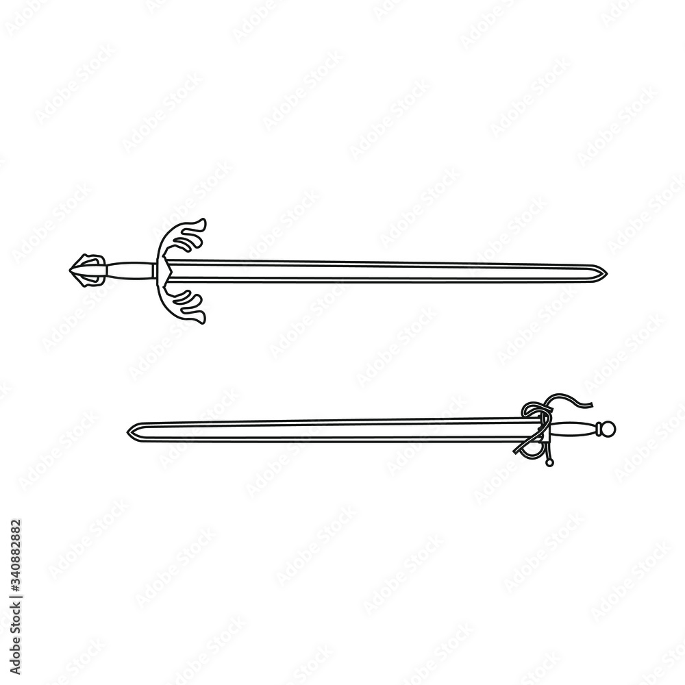 colada and tizona swords of the spanish warrior of the middle ages cid campeador, illustration for web and mobile design.