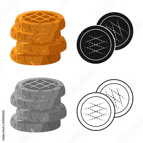 Vector illustration of cookie and peanut logo. Collection of cookie and butter stock symbol for web.
