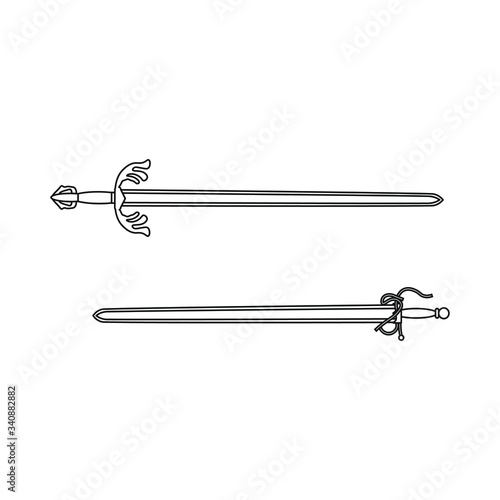 colada and tizona swords of the spanish warrior of the middle ages cid campeador, illustration for web and mobile design.