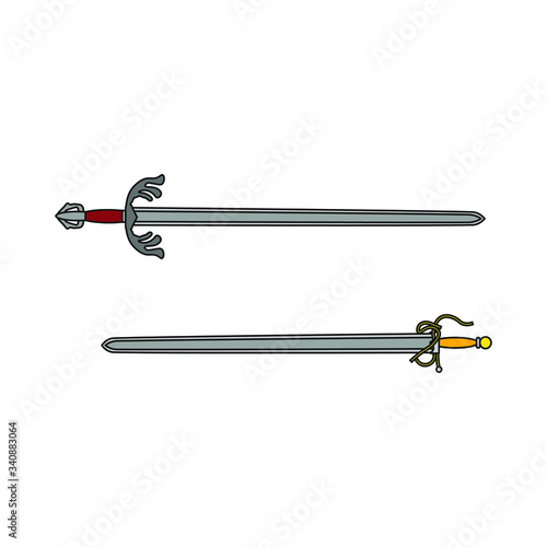 colada and tizona swords of the spanish warrior of the middle ages cid campeador, illustration for web and mobile design.