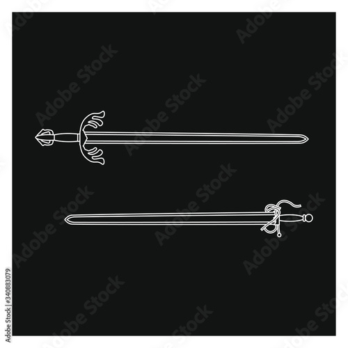 colada and tizona swords of the spanish warrior of the middle ages cid campeador, illustration for web and mobile design.