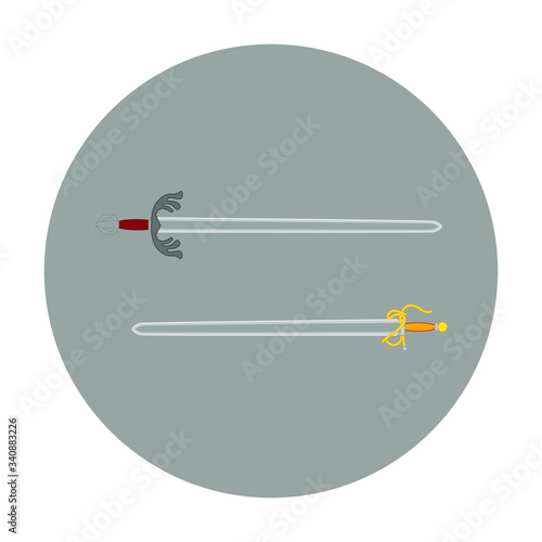 colada and tizona swords of the spanish warrior of the middle ages cid campeador, illustration for web and mobile design.