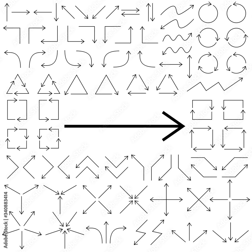 Big set of arrows. Black isolated on white background. Vector illustration. Big set of arrows. Black isolated on white background. Vector illustration.