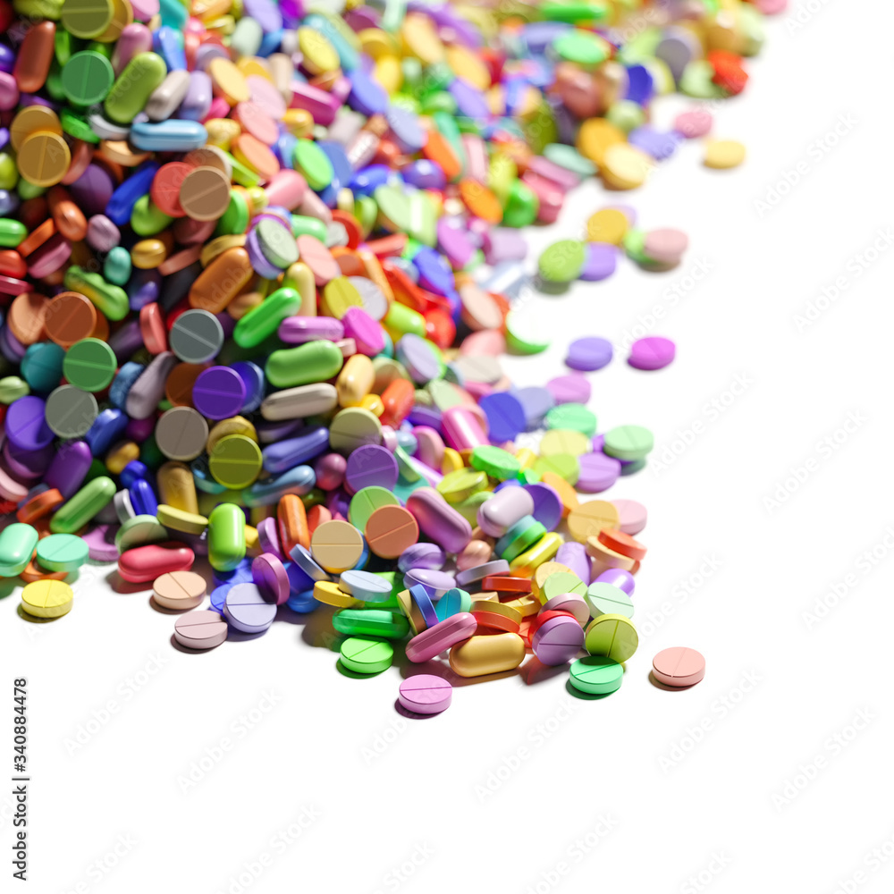 A big pile of colorful medication and pills 3d render A big pile of colorful medication and pills 3d render