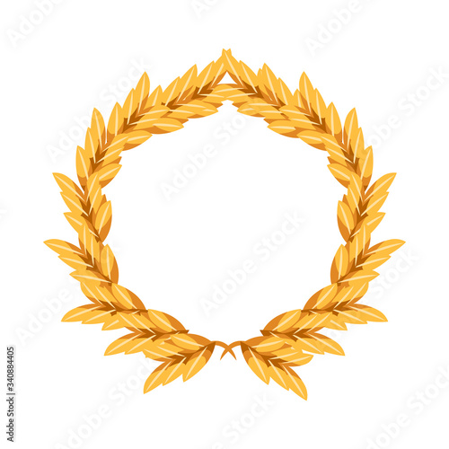 Vector illustration of wreath and barley symbol. Collection of wreath and gold stock vector illustration.