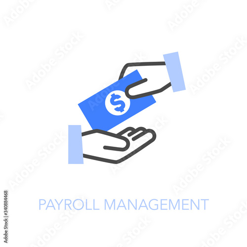 Payroll management symbol with two hands and money. Easy to use for your website or presentation.