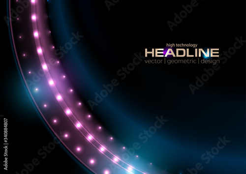 Blue purple glitter shiny wave with sparkling lights abstract background. Vector design