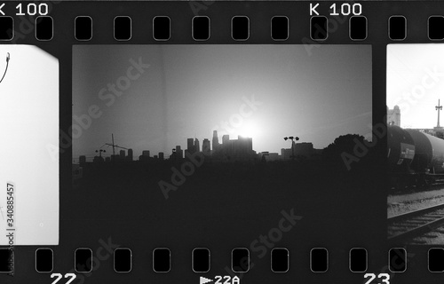 Φωτογραφία Skyline of Los Angeles in a film strip