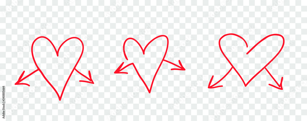 Hand drawn object for design use. Red doodle frame and arrows on ...