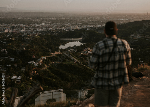 Photographer at a viewwpoint in the Hollywood Hills