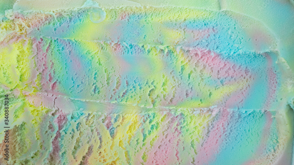 Ice cream flavoured Rainbow colorful, Food concept, Top view Blank for design.