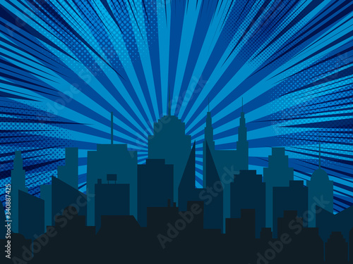 Night cityscape comic background