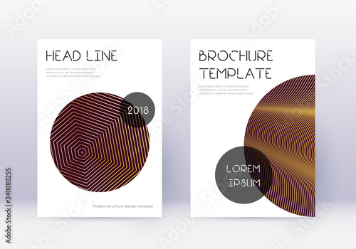 Trendy cover design template set. Gold abstract li