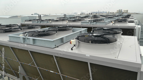 Canvas Print Industrial ammonia NH3 or Co2 condensers on refrigeration system used for coolin