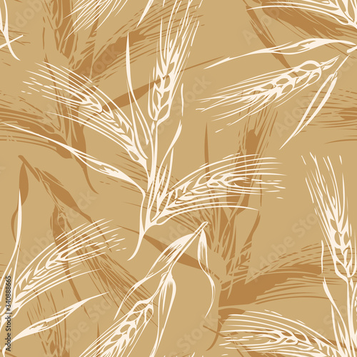 Seamless Pattern of Ears of Wheat