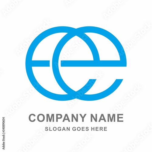 Monogram Letter E Circle Link Connection Business Company Vector Logo Design