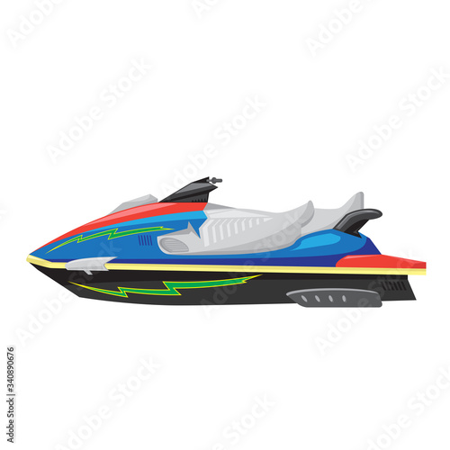 Modern Jet Ski Icon Isolated on White Background. Water Transportation. Flat Design. © valeo5