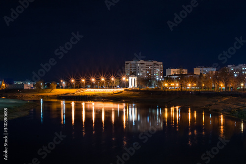 Amazing view of the night city of Mogilev across the Dnieper River. Belarus © s72677466
