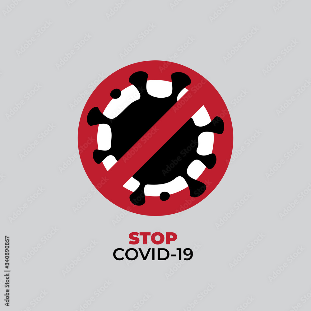 Stop sign of the dangerous coronavirus covid-19. Stop icon. The concept of virus protection, prevention. Infographic element. Symbol, logo vector illustration. Stop sign of the dangerous coronavirus covid-19. Stop icon. The concept of virus protection, prevention. Infographic element. Symbol, logo vector illustration.