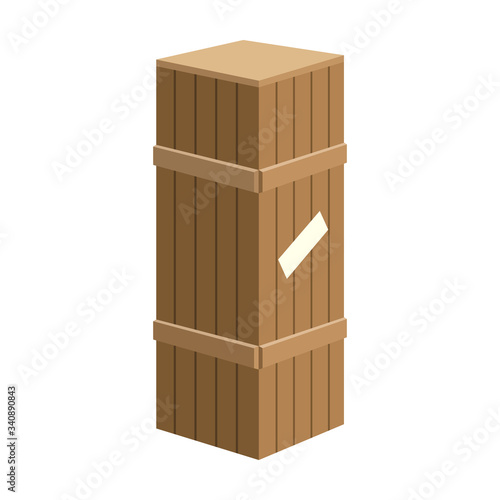 Wooden box vector icon.Cartoon vector icon isolated on white background wooden box.