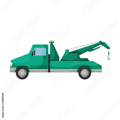 Truck tow vector icon.Cartoon vector icon isolated on white background truck tow.