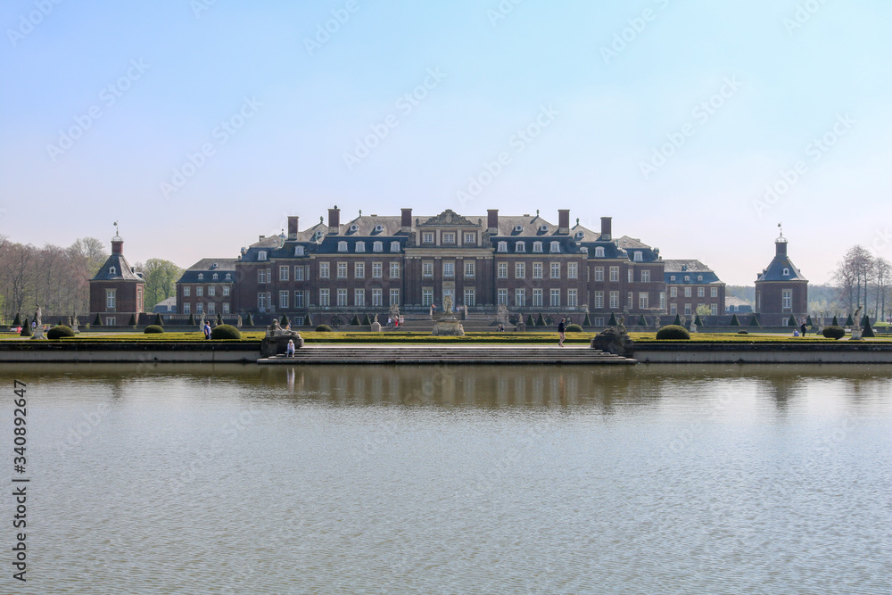 Nordkirchen Palace, The Versailles of Westphalia, with palace gardens and reflections in the lake, Nordkirchen, Germany