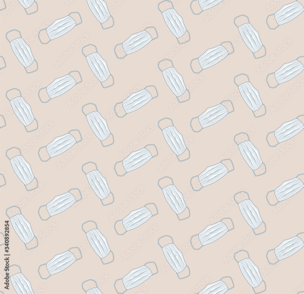 Seamless pattern with blue protective face masks. Seamless pattern with blue protective face masks.