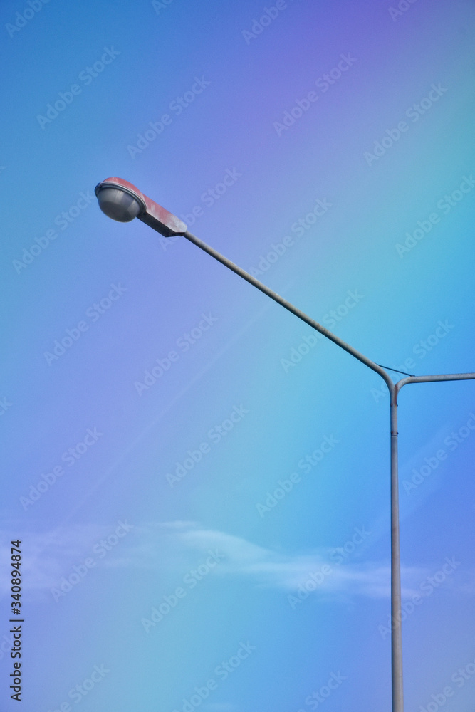 Street lamp on a background of blue sky. Copy space
