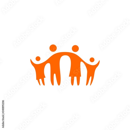together family parent and children logo vector icon illustration