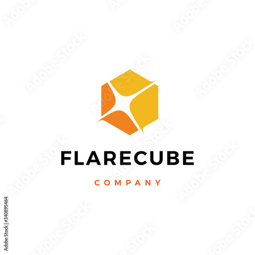 flare cube light logo vector icon illustration download