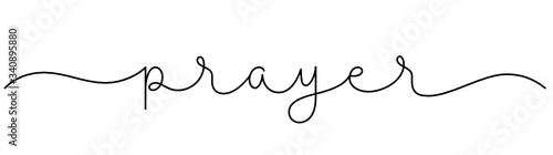 PRAYER black vector monoline calligraphy banner with swashes