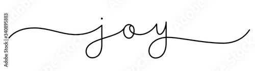JOY black vector monoline calligraphy banner with swashes