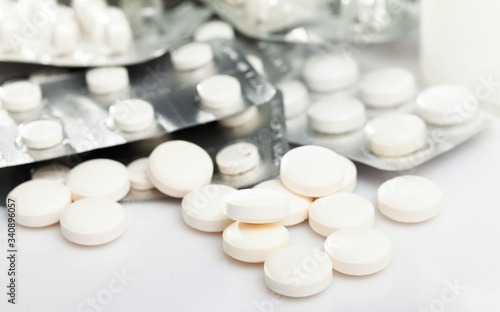 Pile of pills and other drugs closeup
