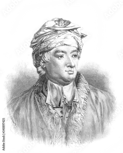 Fotografía The Jonathan Swift's portrait, an Anglo-Irish satirist, essayist and political pamphleteer in the old book the D