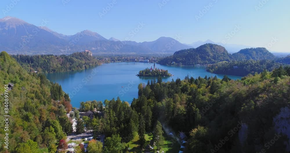 Stunning foothills of Julian Alps in Bled Slovenia aerial Stunning foothills of Julian Alps in Bled Slovenia aerial