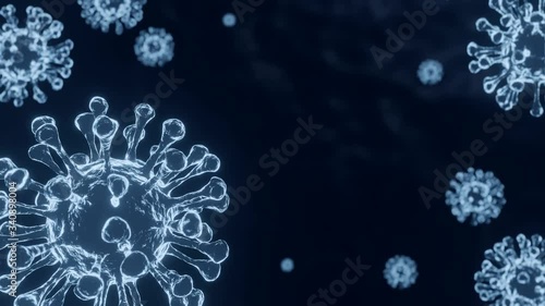 virus slow move on dark background microscope 3D render copy space