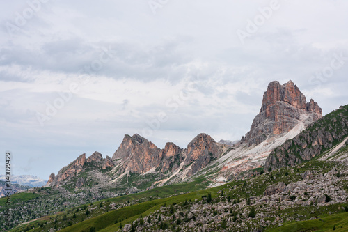 panoramic view of the Dolomites. Giau Pass.