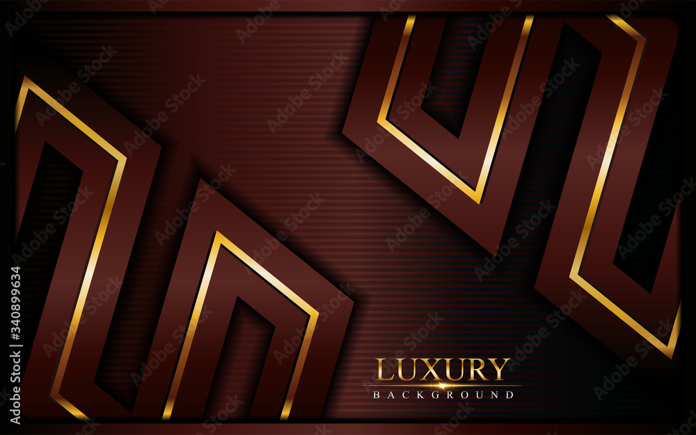 Luxury dark brown background with golden lines and abstract shape. Luxury dark brown background with golden lines and abstract shape.