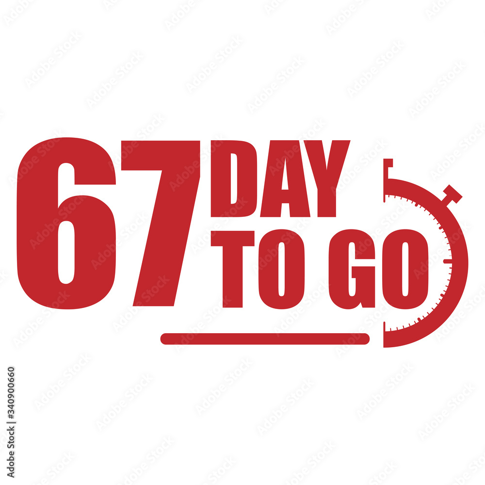 Plakat 67 day to go label, red flat promotion icon, Vector stock illustration: For any kind of promotion