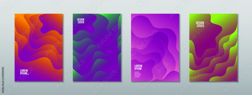 A4 abstract color 3d paper art illustration set. Vector design layout for banners presentations, flyers, posters and invitations. Eps10.