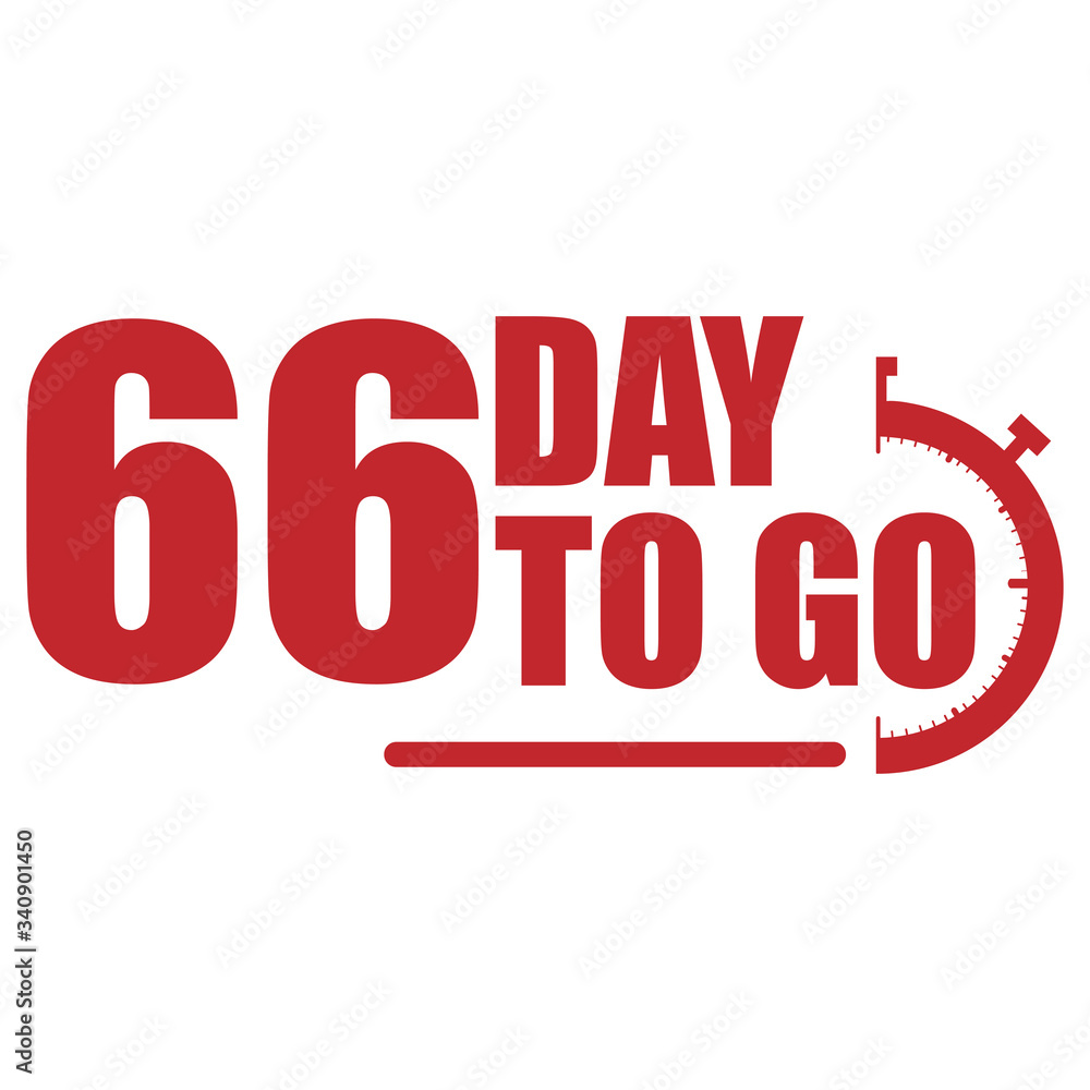 66 day to go label, red flat  promotion icon, Vector stock illustration: For any kind of promotion