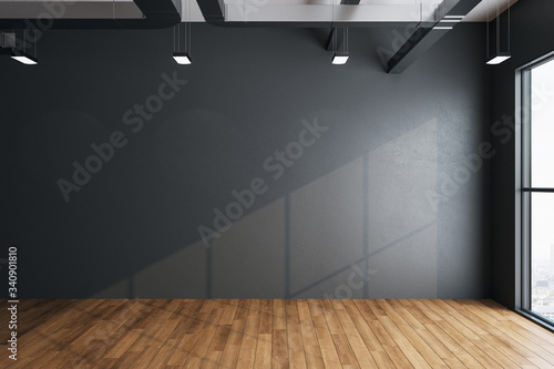 imalistic hall interior with empty gray wall photo