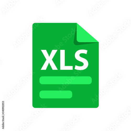 Vector green icon XLS. File format extensions icon. flat design style.