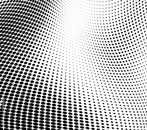 Wave halftone texture. Abstract monochrome chaotic background. Template for printing on wrapping paper, fabric, posters, business cards. Black and white background for websites