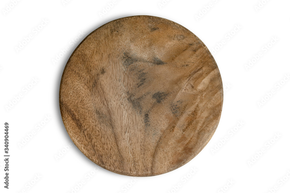 Fototapeta premium Wooden plate isolated on white background ,include clipping path
