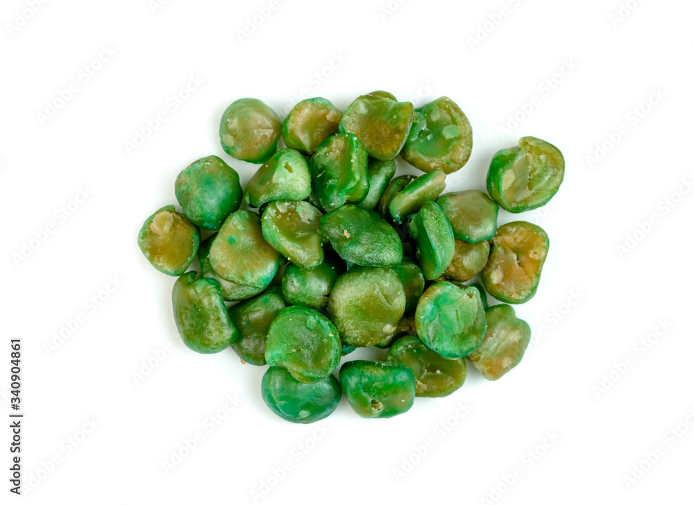 Green peas roasted isolated on white background Green peas roasted isolated on white background